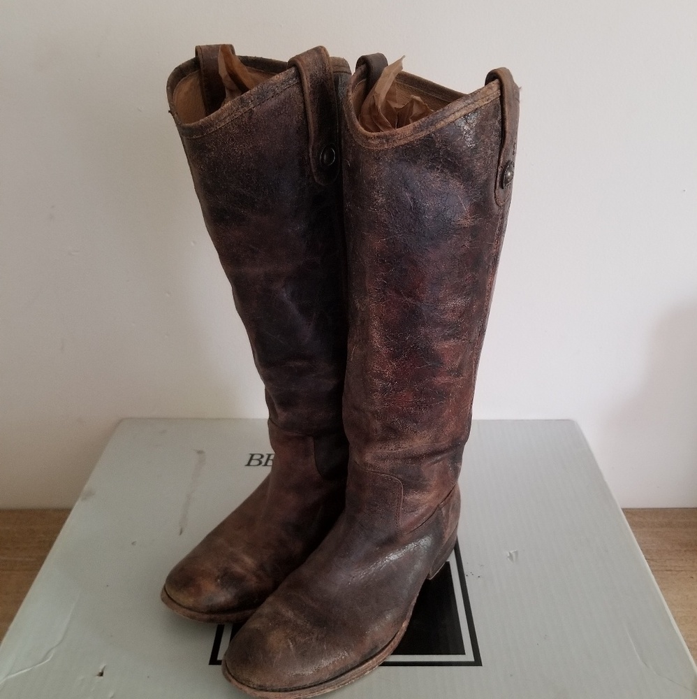 distressed FRYE boots -need repair-